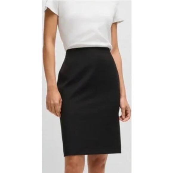 Boss Hugo Boss Skirt Womens Large Black Pencil Straight A Line Career - Picture 3 of 10